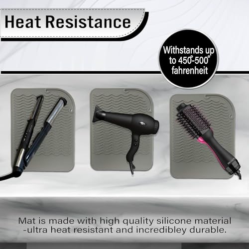 BEZAZZLED Silicone Hair Tool Holder & Heat Mat - Heat Resistant Mat for Hair Tools, Flat Iron, Curling Iron, Anti Heat Pad for Hair Straighteners - Professional Soft Rubber Pad & Flat Iron Cover