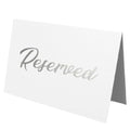 25 Pack SILVER Reserved Table Cards for Wedding With SILVER Foiled Letters- Seating Signs for Chairs Church Pews Double Sided Signs Tent Reservation Cards Celebration Accessories"5.5 * 3