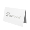 25 Pack SILVER Reserved Table Cards for Wedding With SILVER Foiled Letters- Seating Signs for Chairs Church Pews Double Sided Signs Tent Reservation Cards Celebration Accessories"5.5 * 3