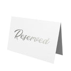 25 Pack SILVER Reserved Table Cards for Wedding With SILVER Foiled Letters- Seating Signs for Chairs Church Pews Double Sided Signs Tent Reservation Cards Celebration Accessories"5.5 * 3