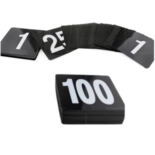BEZAZZLED Table Numbers Double Sided Restaurant Wedding Plastic Table Number Tent Cards Signs for Party Banquets Wedding Reception, Foodservice Double Side Plastic Table Numbers, 4" x 4" White on Black