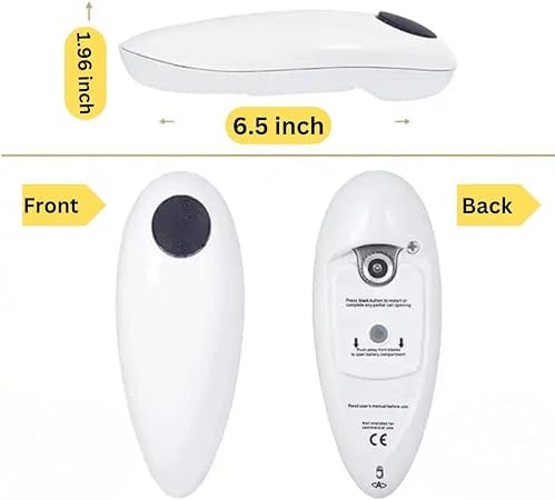 BEZAZZLED Auto Electric Can Opener, Hands-Free, Smooth Edge Automatic Electric Can Opener, Food-Safe, Battery Operated, White