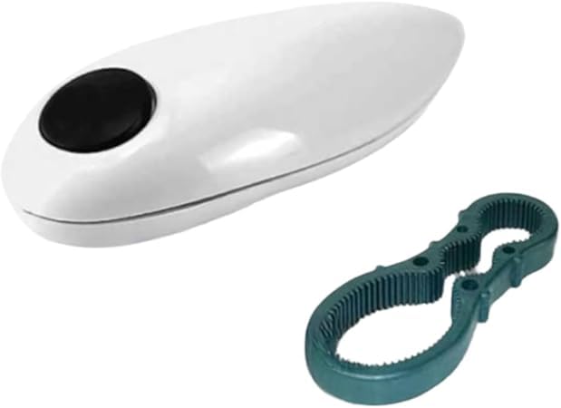 BEZAZZLED Auto Electric Can Opener, Hands-Free, Smooth Edge Automatic Electric Can Opener, Food-Safe, Battery Operated, White