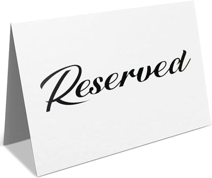 BEZAZZLED 25 Pack Black Reserved Table Cards for Wedding - Seating Signs Tent,Church Pews Reservation Double Sided Cards Celebration Accessories"5.5 * 3