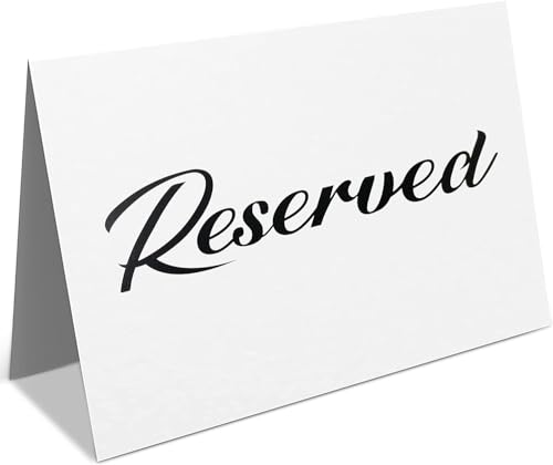 BEZAZZLED 25 Pack Black Reserved Table Cards for Wedding - Seating Signs Tent,Church Pews Reservation Double Sided Cards Celebration Accessories"5.5 * 3