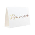 25 Pack Gold Reserved Table Cards for Wedding with Gold Foiled Letters- Seating Signs for Chairs Church Pews Double Sided Signs Tent Reservation Cards Celebration Accessories" (Set of 25, White)