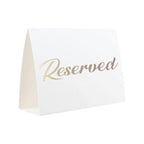 25 Pack Gold Reserved Table Cards for Wedding with Gold Foiled Letters- Seating Signs for Chairs Church Pews Double Sided Signs Tent Reservation Cards Celebration Accessories" (Set of 25, White)