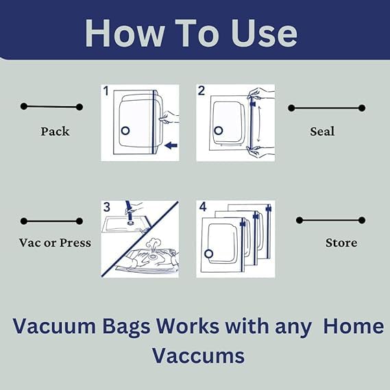 BEZAZZLED Vacuum Storage Bags, 10 Jumbo Space Saver Vacuum Seal Bags, Space Bags, Vacuum Sealer Bags for Clothes, Comforters, Blankets, Bedding(10)