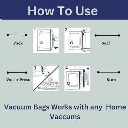 BEZAZZLED Vacuum Storage Bags, 10 Jumbo Space Saver Vacuum Seal Bags, Space Bags, Vacuum Sealer Bags for Clothes, Comforters, Blankets, Bedding(10)