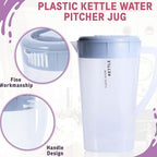3 Litre/0.79 Gallon Plastic Pitcher with LidBPA-FREE Eco-Friendly juice containers with lids Water Jug for Hot/Cold Juice Beverage Ice Tea Kettle 102 oz Transparent