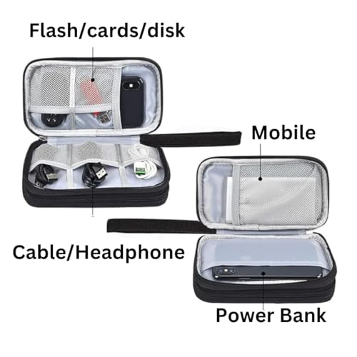 Travel Cable Organizer Pouch Electronic Accessories Carry Case Portable Waterproof Double Layers All-in-One Storage Bag for Cord, Charger, Phone, Earphone