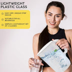 "BPA-Free2 litres Plastic Water Pitcher with Lid and Set of 4 Cups -plastic pitcher, juice containers with lid.water jug and 4 cups. 0.52 gallon pitcher with cups.tea pitcher,hot/cold water pitcher