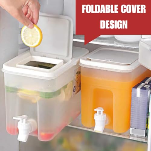 BEZAZZLED Beverage Dispenser for Fridge Juice Jug for Refrigerator Plastic Hands-Free Beverage, Juice Dispenser for fridge Lemonade Container Countertop Drink Dispenser with Spigot- 1 Gallon