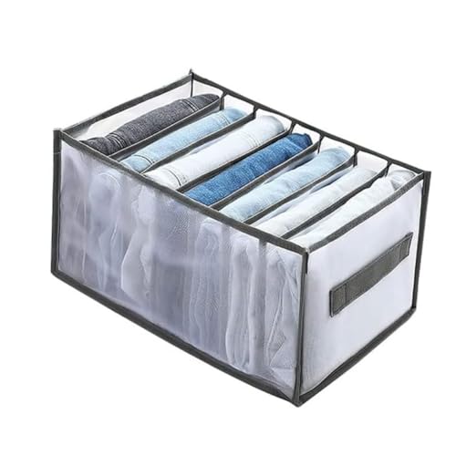 Wardrobe Clothes Organizer, 7 Grids Washable Portable Closet Organizer Mesh Separation Storage Box Foldable Closet Drawer, Scarves, Leggings, Skirts, T-shirts, Jeans,