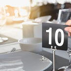 BEZAZZLED Table Numbers Double Sided Restaurant Wedding Plastic Table Number Tent Cards Signs for Party Banquets Wedding Reception, Foodservice Double Side Plastic Table Numbers, 4" x 4" White on Black