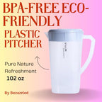 3 Litre/0.79 Gallon Plastic Pitcher with LidBPA-FREE Eco-Friendly juice containers with lids Water Jug for Hot/Cold Juice Beverage Ice Tea Kettle 102 oz Transparent