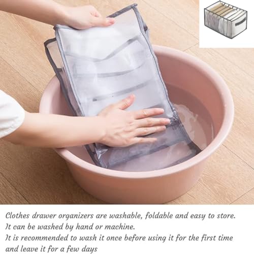 Wardrobe Clothes Organizer, 7 Grids Washable Portable Closet Organizer Mesh Separation Storage Box Foldable Closet Drawer, Scarves, Leggings, Skirts, T-shirts, Jeans,