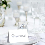 25 Pack SILVER Reserved Table Cards for Wedding With SILVER Foiled Letters- Seating Signs for Chairs Church Pews Double Sided Signs Tent Reservation Cards Celebration Accessories"5.5 * 3