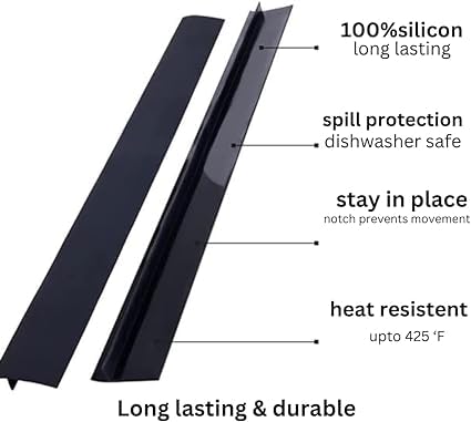 BEZAZZLED Silicone Stove Gap Covers, Stove Top Covers for Electric Stove,Stove Guard Stove top Covers Gas Stove Burner Covers 21 inches,Kitchen Counter Gap Covers- Set of 2