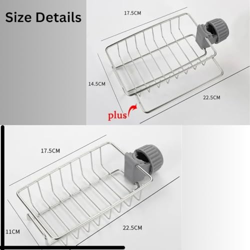 BEZAZZLED Stainless Steel Sponge Holder Over Faucet Kitchen Sink, Caddy Organizer, Detachable Dish Cloth Rack Hanging Drain Rack for Bathroom, Scrubbers, Soap, Chrome