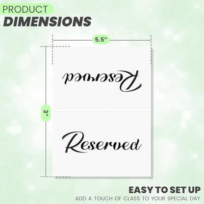 BEZAZZLED 25 Pack Black Reserved Table Cards for Wedding - Seating Signs Tent,Church Pews Reservation Double Sided Cards Celebration Accessories"5.5 * 3