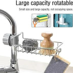 BEZAZZLED Stainless Steel Sponge Holder Over Faucet Kitchen Sink, Caddy Organizer, Detachable Dish Cloth Rack Hanging Drain Rack for Bathroom, Scrubbers, Soap, Chrome