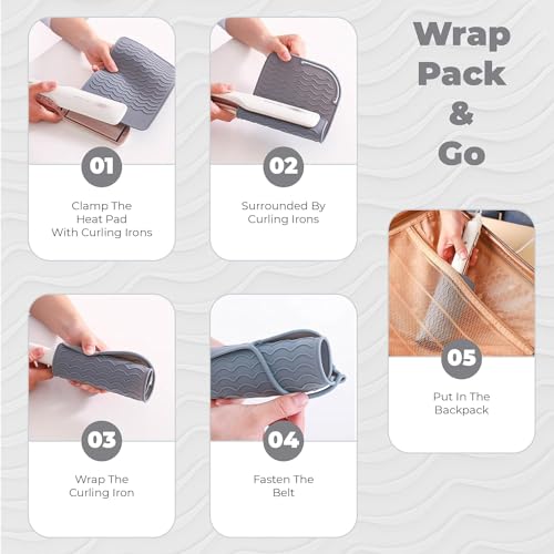 BEZAZZLED Silicone Hair Tool Holder & Heat Mat - Heat Resistant Mat for Hair Tools, Flat Iron, Curling Iron, Anti Heat Pad for Hair Straighteners - Professional Soft Rubber Pad & Flat Iron Cover