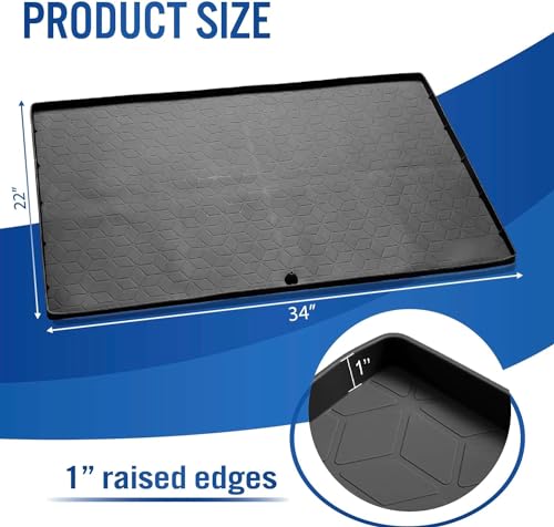 BEZAZZLED Under Sink Mats for Kitchen Cabinets and Bathroom Sinkswith Bonus Faucet Drip Mat 34" x 22" Flexible Silicone Under Sink Liner with Drain Hole Thick Rubber Mat