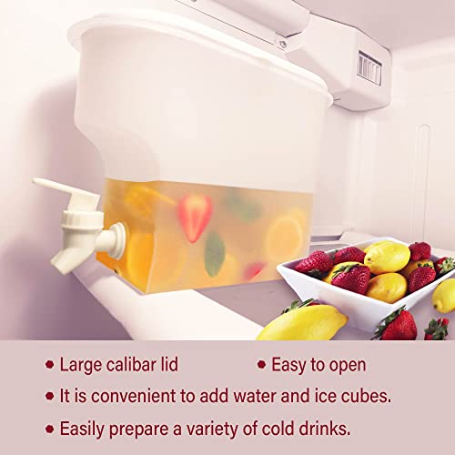 Drink Dispenser for Fridge, Plastic Hands-Free Beverage Dispensers Juice Dispenser for fridge Lemonade Container Countertop Drink Dispenser with Spigot- 3.5L (0.92 Gallons)