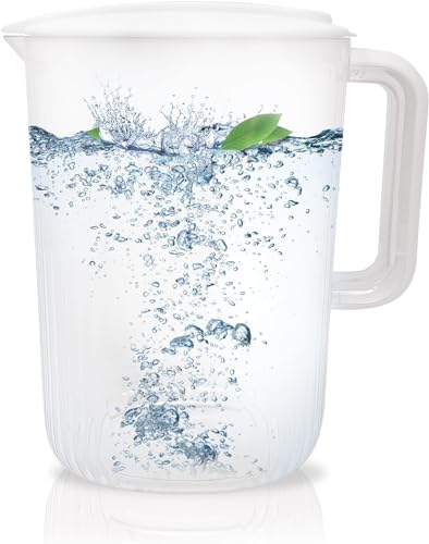 BEZAZZLED 2 liters plastic pitcher, the perfect water jug or iced tea dispenser, tea pitcher, juice containers with lids, water pitcher with lid, carafe, water pitcher 0.52-gallon pitcher.
