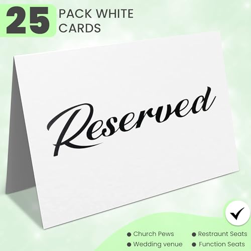 25 Pack Black Reserved Table Cards for Wedding - Seating Signs Tent,Church Pews Reservation Double Sided Cards Celebration Accessories"5.5 * 3