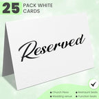 25 Pack Black Reserved Table Cards for Wedding - Seating Signs Tent,Church Pews Reservation Double Sided Cards Celebration Accessories"5.5 * 3