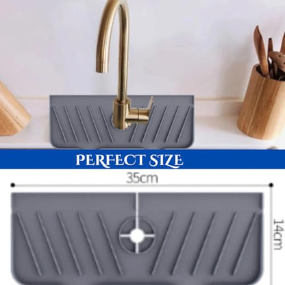 BEZAZZLED Under Sink Mats for Kitchen Cabinets and Bathroom Sinkswith Bonus Faucet Drip Mat 34" x 22" Flexible Silicone Under Sink Liner with Drain Hole Thick Rubber Mat