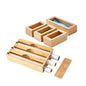 BEZAZZLED Bamboo Drawer Ziplock Bag Storage And Bamboo Foil and Plastic Wrap Organizers,Bamboo Foil pack in one box.Foil organizer Storage Holder for 12" Roll and Drawer Ziplock 4(p