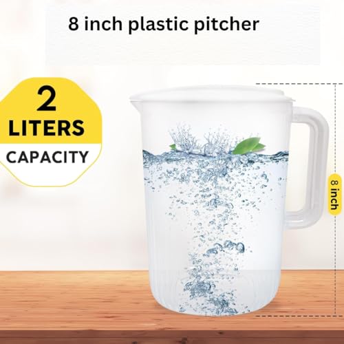 2 litres plastic pitcher, the perfect water jug or iced tea dispenser,tea pitcher, juice containers with lids, water pither with lid, carafe,water pitcher 0.52 gallon pitcher.