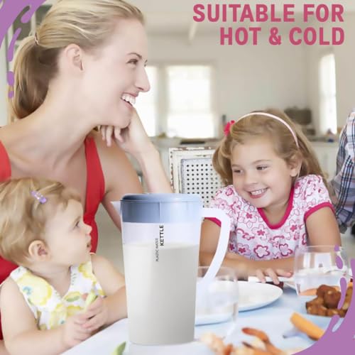 3 Litre/0.79 Gallon Plastic Pitcher with LidBPA-FREE Eco-Friendly juice containers with lids Water Jug for Hot/Cold Juice Beverage Ice Tea Kettle 102 oz Transparent