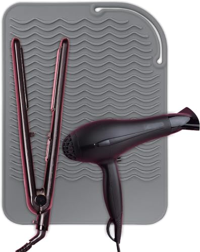 BEZAZZLED Silicone Hair Tool Holder & Heat Mat - Heat Resistant Mat for Hair Tools, Flat Iron, Curling Iron, Anti Heat Pad for Hair Straighteners - Professional Soft Rubber Pad & Flat Iron Cover