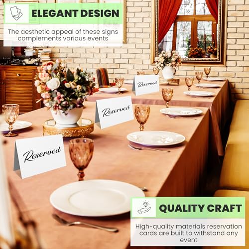 25 Pack Black Reserved Table Cards for Wedding - Seating Signs Tent,Church Pews Reservation Double Sided Cards Celebration Accessories"5.5 * 3
