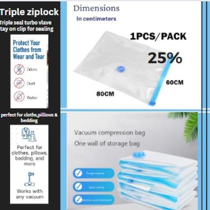 BEZAZZLED Vacuum Storage Bags, 10 Jumbo Space Saver Vacuum Seal Bags, Space Bags, Vacuum Sealer Bags for Clothes, Comforters, Blankets, Bedding(10)