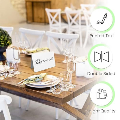 25 Pack Black Reserved Table Cards for Wedding - Seating Signs Tent,Church Pews Reservation Double Sided Cards Celebration Accessories"5.5 * 3