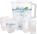 BEZAZZLED "BPA-Free2 liters Plastic Water Pitcher with Lid and Set of 4 Cups, juice containers with lid. a water jug, and 4 cups. 0.52-gallon pitcher with cups.tea pitcher, hot/cold water pitcher