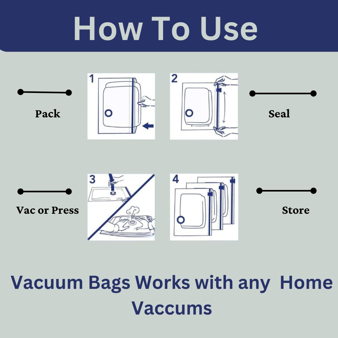 Vacuum Storage Bags (Medium 10 Pack) Save 80% Clothes Storage Space - Vacuum Sealer Bags for Clothing, Comforters, Blankets, Bedding - Compression Seal for Closet Storage,compression bags for travel