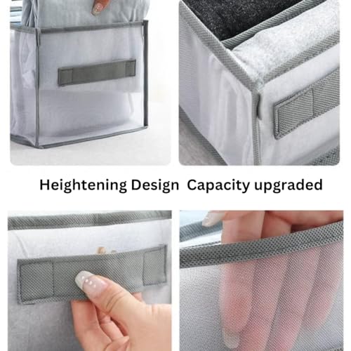 Wardrobe Clothes Organizer, 7 Grids Washable Portable Closet Organizer Mesh Separation Storage Box Foldable Closet Drawer, Scarves, Leggings, Skirts, T-shirts, Jeans,