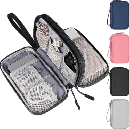 Travel Cable Organizer Pouch Electronic Accessories Carry Case Portable Waterproof Double Layers All-in-One Storage Bag for Cord, Charger, Phone, Earphone