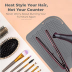 BEZAZZLED Silicone Hair Tool Holder & Heat Mat - Heat Resistant Mat for Hair Tools, Flat Iron, Curling Iron, Anti Heat Pad for Hair Straighteners - Professional Soft Rubber Pad & Flat Iron Cover
