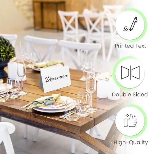 BEZAZZLED 25 Pack Black Reserved Table Cards for Wedding - Seating Signs Tent,Church Pews Reservation Double Sided Cards Celebration Accessories"5.5 * 3