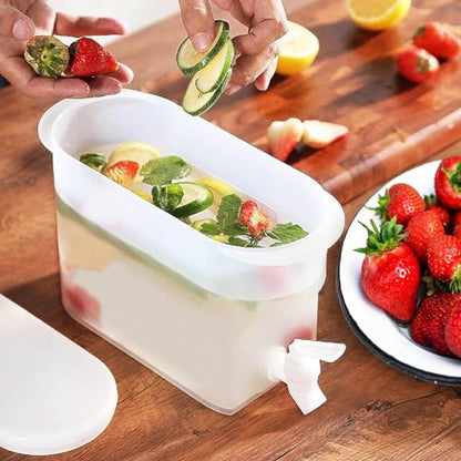 BEZAZZLED Beverage Dispenser for Fridge Plastic Hands-Free Beverage Dispenser Juice Dispenser for fridge Lemonade Container With Bonus Tap Automatic Drink Dispenser - 0.92 Gallon