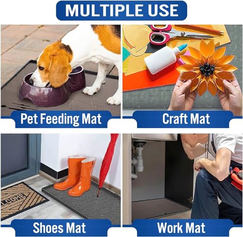 BEZAZZLED Under Sink Mats for Kitchen Cabinets and Bathroom Sinkswith Bonus Faucet Drip Mat 34" x 22" Flexible Silicone Under Sink Liner with Drain Hole Thick Rubber Mat