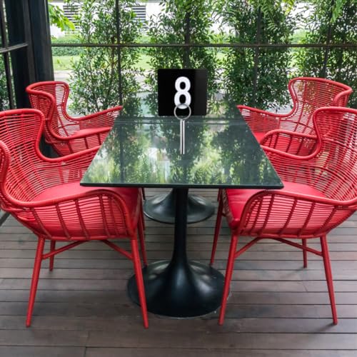 BEZAZZLED Table Numbers Double Sided Restaurant Wedding Plastic Table Number Tent Cards Signs for Party Banquets Wedding Reception, Foodservice Double Side Plastic Table Numbers, 4" x 4" White on Black