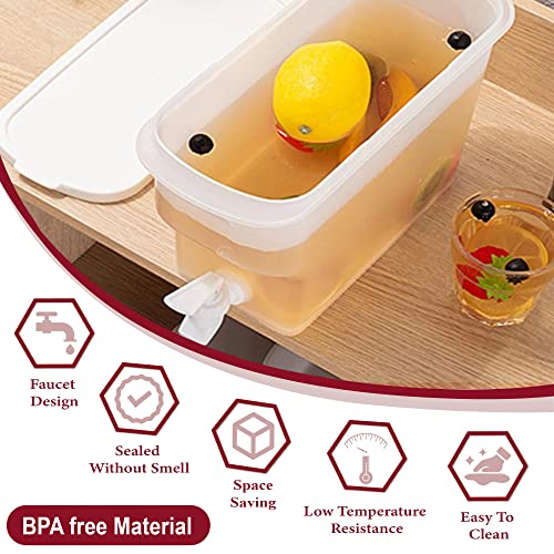 Drink Dispenser for Fridge, Plastic Hands-Free Beverage Dispensers Juice Dispenser for fridge Lemonade Container Countertop Drink Dispenser with Spigot- 3.5L (0.92 Gallons)